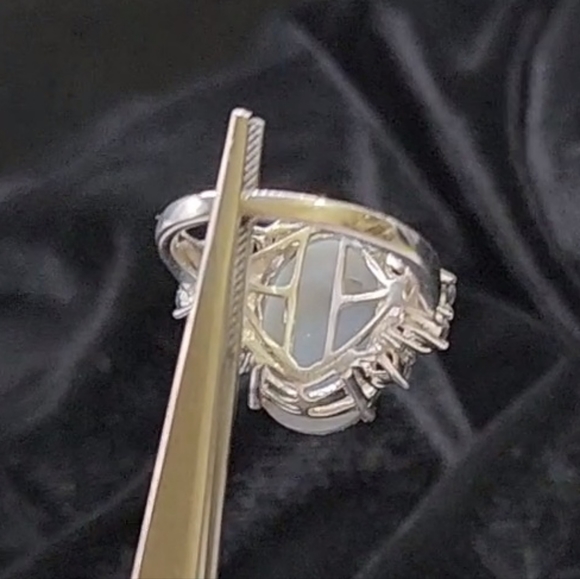 10 K White Gold Drusy Quartz  Ring size 9 - Picture 4 of 10